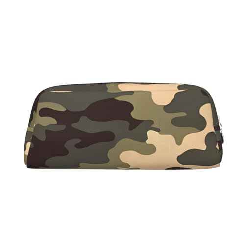 Federmäppchen mit Camouflage-Muster, Leder, Make-up-Tasche, tragbar, Reise-Kulturbeutel, Reißverschluss, kleine Aufbewahrungstasche für Frauen und Mädchen, silber, Einheitsgröße, Kulturbeutel von OrcoW