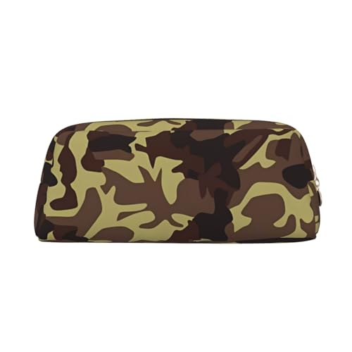 Federmäppchen mit Camouflage-Muster, bedruckt, Leder, Make-up-Tasche, tragbar, Reise-Kulturbeutel, Reißverschluss, kleine Aufbewahrungstasche für Frauen und Mädchen, gold, Einheitsgröße, Kulturbeutel von OrcoW