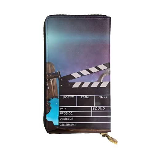 Filme Clapperboard Print Lange Leder Geldbörse für Männer Frauen Wasserdichte Tragbare Clutch Tasche Münzgeldbörse für Reisen Mädchen Einkaufen Büro Geschenk, Schwarz , Einheitsgröße von OrcoW