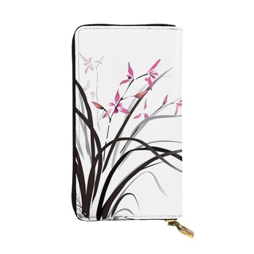 Floral Schmetterling Print Lange Leder Geldbörse für Männer Frauen Wasserdicht Tragbare Clutch Tasche Münzbörse für Reisen Mädchen Einkaufen Büro Geschenk, Schwarz , Einheitsgröße von OrcoW