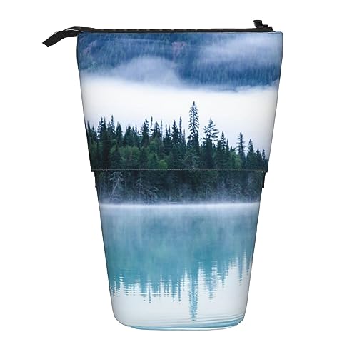 Foggy Mountains Landschaft Ständer Stifthalter Ausziehbare Teleskop-Bleistiftetui Niedliche Stifttasche Pop Up Bleistift Tasche Tragbare Multifunktionale Make-up Tasche Schreibwaren Organizer für von OrcoW