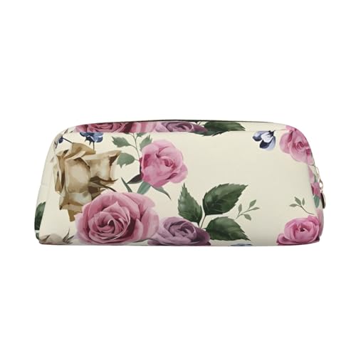 Garden Blooming Wildflowers Printed Pencil Case Leather Makeup Bag Portable Travel Toiletry Bag Zipper Small Storage Bag for Women Girls, gold, Einheitsgröße, Kulturbeutel von OrcoW