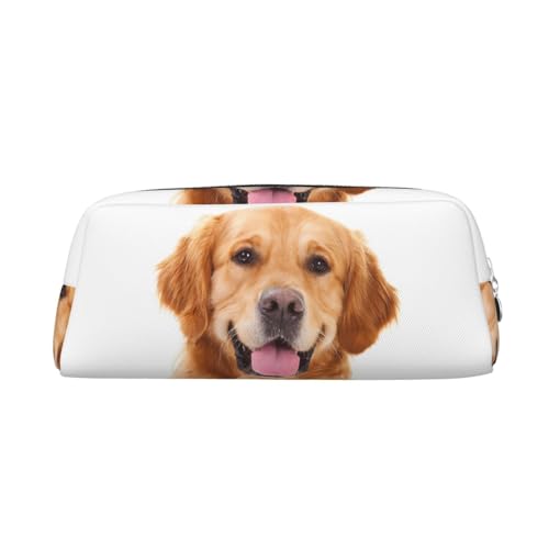 Golden Retriever Bedrucktes Federmäppchen Leder Make-up Tasche Tragbare Reise Kulturbeutel Reißverschluss Kleine Aufbewahrungstasche für Frauen Mädchen, silber, Einheitsgröße, Kulturbeutel von OrcoW