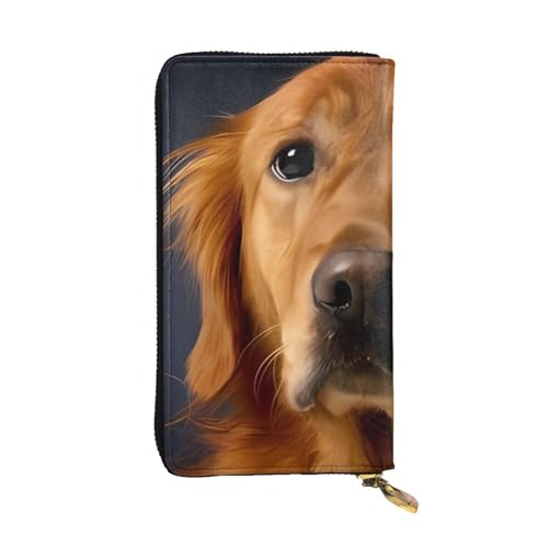 Golden Retriever Print Lange Leder Geldbörse für Männer Frauen Wasserdicht Tragbare Clutch Tasche Münzbörse für Reisen Mädchen Einkaufen Büro Geschenk, Schwarz , Einheitsgröße von OrcoW