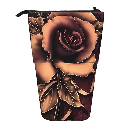 Gothic Rose Ständer Bleistifthalter einziehbare Teleskop-Bleistiftetui Niedliche Stifttasche Pop Up Bleistift Tasche Tragbare Multifunktionale Make-up Tasche Schreibwaren Organizer für Schule Büro, von OrcoW