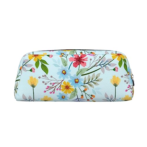 Hand gezeichnete Blume gedruckt Bleistift Fall Leder Make-up Tasche Tragbare Reise Kulturbeutel Reißverschluss Kleine Aufbewahrungstasche für Frauen Mädchen, silber, Einheitsgröße, Kulturbeutel von OrcoW