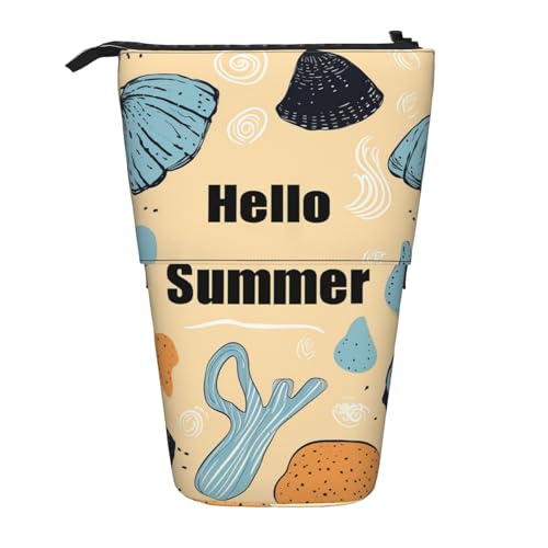 Hello Summer Stehendes Federmäppchen, niedliche Stifttasche, Teleskop-Schreibwaren-Tasche, Make-up-Kosmetiktasche für Damen, Büro von OrcoW