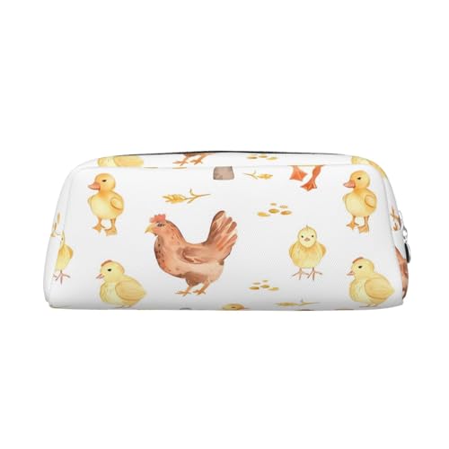 Huhn Ente gedruckt Federmäppchen Leder Make-up Tasche Tragbare Reise Kulturbeutel Reißverschluss Kleine Aufbewahrungstasche für Frauen Mädchen, silber, Einheitsgröße, Kulturbeutel von OrcoW