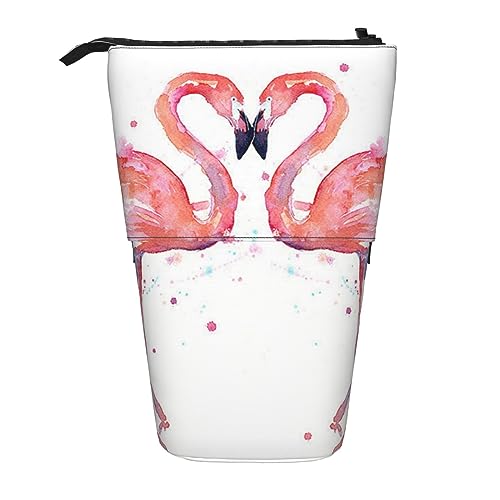 Ink Flamingos Ständer Bleistifthalter Einziehbares Teleskop-Bleistiftetui Niedliche Stifttasche Pop Up Bleistift Tasche Tragbare Multifunktionale Make-up Tasche Schreibwaren Organizer für Schule Büro, von OrcoW