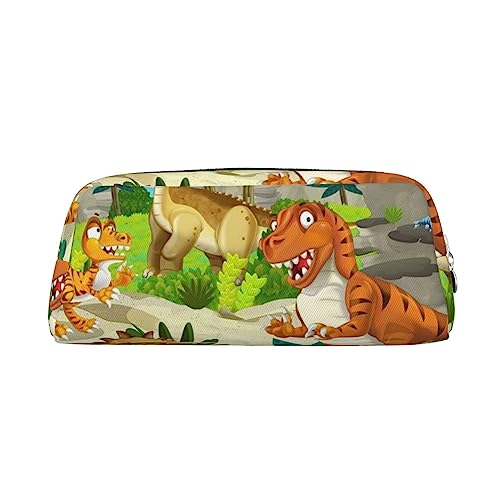 Jurassic Period Dinosaurier Gedruckt Federmäppchen Leder Make-up Tasche Tragbare Reise Kulturbeutel Reißverschluss Kleine Aufbewahrungstasche für Frauen Mädchen, silber, Einheitsgröße, Kulturbeutel von OrcoW