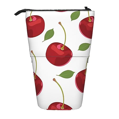 Kirschfrucht-Ständer Bleistifthalter einziehbares Teleskop-Federmäppchen Niedliche Stifttasche Pop-Up-Bleistiftbeutel Tragbare Multifunktionale Make-up-Tasche Schreibwaren-Organizer für Schule Büro, von OrcoW