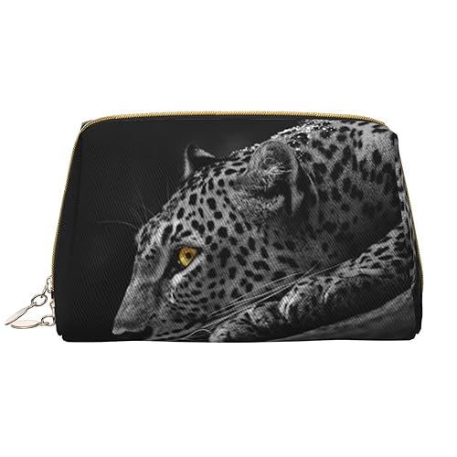 Kosmetiktasche aus Leder, Leopardenmuster, tragbar, wasserdicht, Reise-Kulturbeutel, Make-up-Organizer für Mädchen, Frauen, Ehefrau, Geschenk, weiß, Einheitsgröße von OrcoW