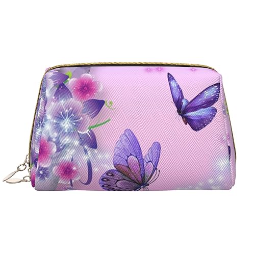 Kosmetiktasche aus Leder, Motiv: Schmetterlinge und Blumen, tragbar, wasserdicht, Reise-Kulturbeutel, Make-up-Organizer für Mädchen, Frauen, Ehefrau, Geschenk, weiß, Einheitsgröße von OrcoW