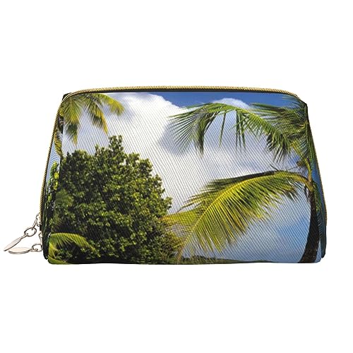 Kosmetiktasche aus Leder, Strand-Ozean-Druck, tragbar, wasserdicht, Make-up-Tasche, Reise-Kulturbeutel, Make-up-Organizer für Mädchen, Frauen, Ehefrau, Geschenk, weiß, Einheitsgröße von OrcoW