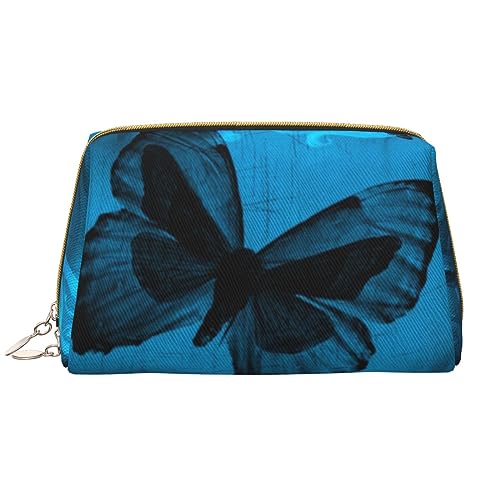 Kosmetiktasche aus Leder, mit Schmetterling-Motiv, tragbar, wasserdicht, Reise-Kulturbeutel, Make-up-Organizer für Mädchen, Frauen, Ehefrau, Geschenk, weiß, Einheitsgröße von OrcoW