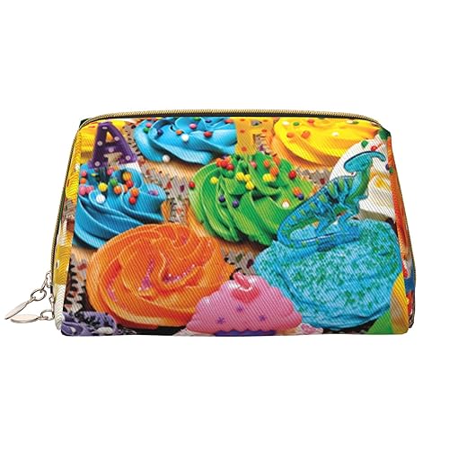 Kosmetiktasche aus Leder mit Cupcake-Motiv, tragbar, wasserdicht, Reise-Kulturbeutel, Make-up-Organizer für Mädchen, Frauen, Ehefrau, Geschenk, weiß, Einheitsgröße von OrcoW