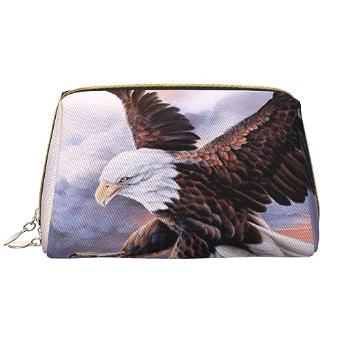 Kosmetiktasche aus Leder mit Weißkopfseeadler-Aufdruck, tragbar, wasserdicht, Make-up-Tasche, Reise-Kulturbeutel, Make-up-Organizer für Mädchen, Frauen, Ehefrau, Geschenk, weiß, Einheitsgröße von OrcoW