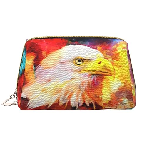 Kosmetiktasche aus Leder mit amerikanischem Weißkopfseeadler, tragbar, wasserdicht, Reise-Kulturbeutel, Make-up-Organizer für Mädchen, Frauen, Ehefrau, Geschenk, weiß, Einheitsgröße von OrcoW