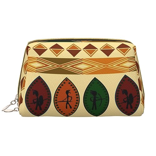 Kosmetiktasche im Bohemia-Stil, traditionelles afrikanisches Muster, Leder, tragbar, wasserdicht, Make-up-Tasche, Reise-Kulturbeutel, Make-up-Organizer für Mädchen, Frauen, Ehefrau, Geschenk, weiß, von OrcoW