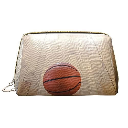 Kosmetiktasche mit Basketballplatz-Aufdruck, tragbar, wasserdicht, Make-up-Tasche, Reise-Kulturbeutel, Make-up-Organizer für Mädchen, Frauen, Ehefrau, Geschenk, weiß, Einheitsgröße von OrcoW