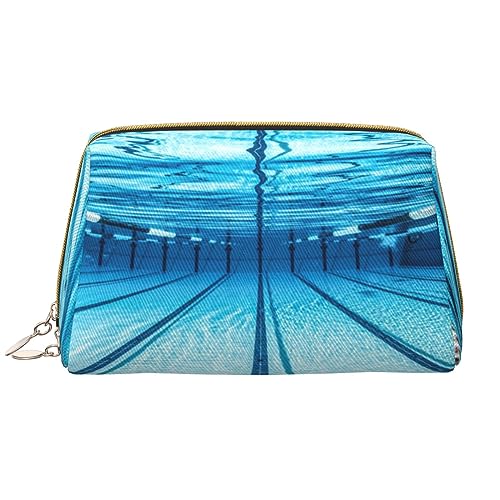 Kosmetiktasche mit Schwimmbad-Aufdruck, tragbar, wasserdicht, Make-up-Tasche, Reise-Kulturbeutel, Make-up-Organizer für Mädchen, Frauen, Ehefrau, Geschenk, weiß, Einheitsgröße von OrcoW