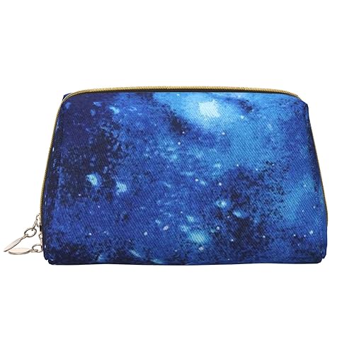 Kosmetiktasche mit blauem Universum, Weltraum, Galaxie-Druck, Leder, tragbar, wasserdicht, Make-up-Tasche, Reise-Kulturbeutel, Make-up-Organizer für Mädchen, Frauen, Ehefrau, Geschenk, weiß, von OrcoW