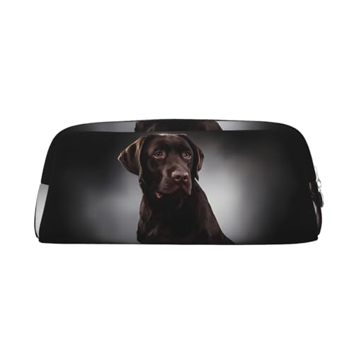 Labrador Retriever Bedrucktes Federmäppchen Leder Make-up Tasche Tragbare Reise Kulturbeutel Reißverschluss Kleine Aufbewahrungstasche für Frauen Mädchen, silber, Einheitsgröße, Kulturbeutel von OrcoW