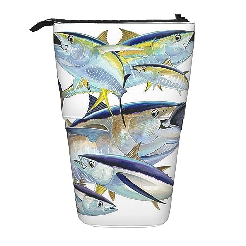 Lachs Fisch Ständer Bleistifthalter Einziehbare Teleskop Bleistift Fall Niedlich Stift Tasche Pop Up Bleistift Tasche Tragbare Multifunktionale Make-up Tasche Schreibwaren Organizer für Schule Büro, von OrcoW