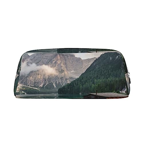 Lake House Views Bedrucktes Federmäppchen Leder Make-up Tasche Tragbare Reise Kulturbeutel Reißverschluss Kleine Aufbewahrungstasche für Frauen Mädchen, silber, Einheitsgröße, Kulturbeutel von OrcoW