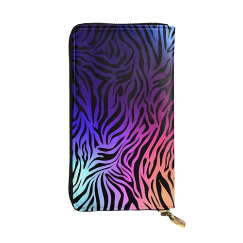 Lila Blau Grün Camouflage Zebrastreifen Print Lange Leder Geldbörse für Männer Frauen Wasserdicht Tragbare Clutch Tasche Münzgeldbörse für Reisen Mädchen Einkaufen Büro Geschenk, Schwarz , von OrcoW