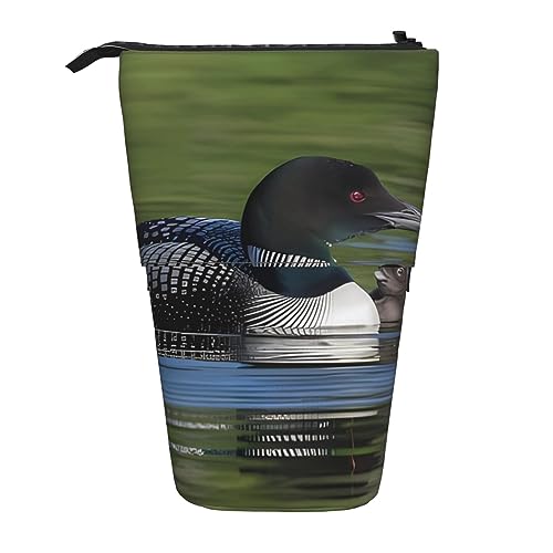 Loon Nature Federhalter mit Vogelständer, ausziehbar, Teleskop, niedliches Stifteetui, Pop-Up-Bleistiftbeutel, tragbar, multifunktional, Make-up-Tasche, Schreibwaren-Organizer für Schule, Büro, von OrcoW