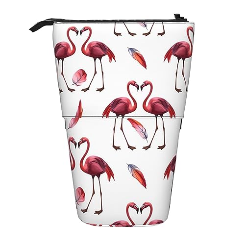 Lovely Pink Flamingos Stand Pencil Holder Retractable Telescopic Pencil Case Cute Pen Pouch Pop Up Pencil Bag Portable Multifunctional Makeup Bag Stationery Organizer for School Office, Schwarz , von OrcoW