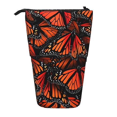 Monarch Butterflies Stand Pencil Holder Retractable Telescopic Pencil Case Cute Pen Pouch Pop Up Pencil Bag Portable Multifunctional Makeup Bag Stationery Organizer for School Office, Schwarz , von OrcoW