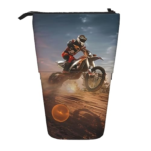 Motocross Ständer Bleistifthalter Einziehbares Teleskop-Bleistiftetui Niedliche Stifttasche Pop Up Bleistift Tasche Tragbare Multifunktionale Make-up Tasche Schreibwaren Organizer für Schule Büro, von OrcoW