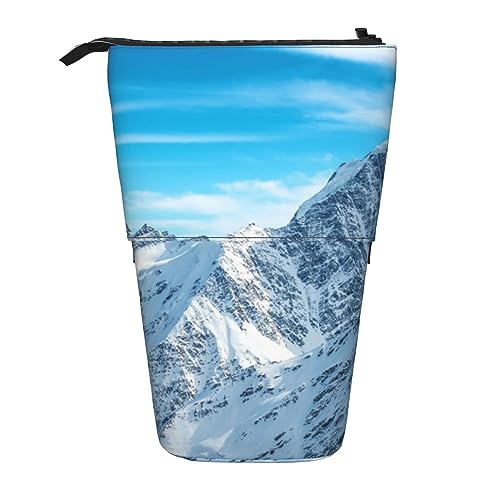 Mountain Sunny Sky Ständer Bleistifthalter einziehbares Teleskop-Bleistiftetui Niedliche Stifttasche Pop Up Bleistift Tasche Tragbare Multifunktionale Make-up Tasche Schreibwaren Organizer für Schule von OrcoW