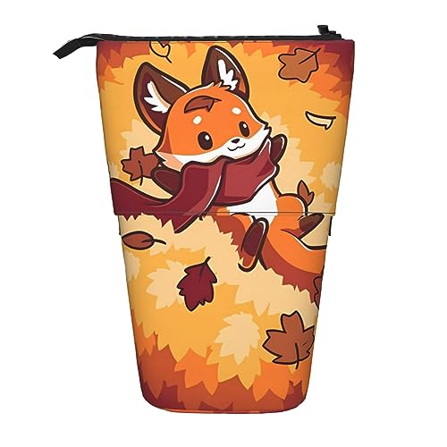 Niedlicher Herbstfuchs-Ständer Bleistifthalter einziehbares Teleskop-Federmäppchen Niedliche Stifttasche Pop-Up-Bleistiftbeutel Tragbare Multifunktionale Make-up-Tasche Schreibwaren-Organizer für von OrcoW