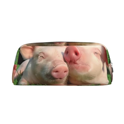 Niedliches Schwein gedruckt Federmäppchen Leder Make-up Tasche Tragbare Reise Kulturbeutel Reißverschluss Kleine Aufbewahrungstasche für Frauen Mädchen, silber, Einheitsgröße, Kulturbeutel von OrcoW