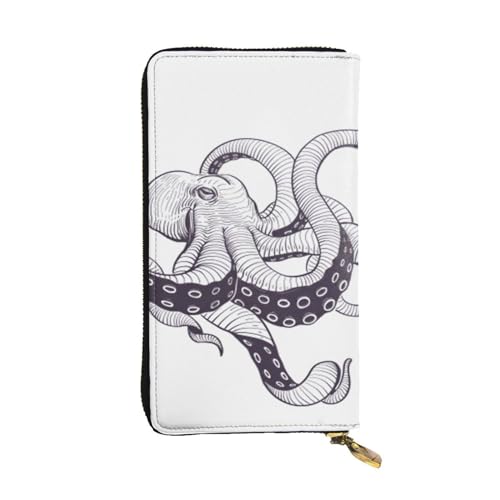 Octopus Stil Druck Lange Leder Geldbörse für Männer Frauen Wasserdicht Tragbare Clutch Tasche Münzbörse für Reisen Mädchen Einkaufen Büro Geschenk, Schwarz , Einheitsgröße von OrcoW