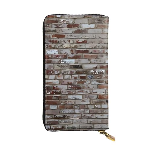 Old Brick Wall Print Lange Leder Geldbörse für Männer Frauen Wasserdicht Tragbare Clutch Tasche Münzbörse für Reisen Mädchen Einkaufen Büro Geschenk, Schwarz , Einheitsgröße von OrcoW