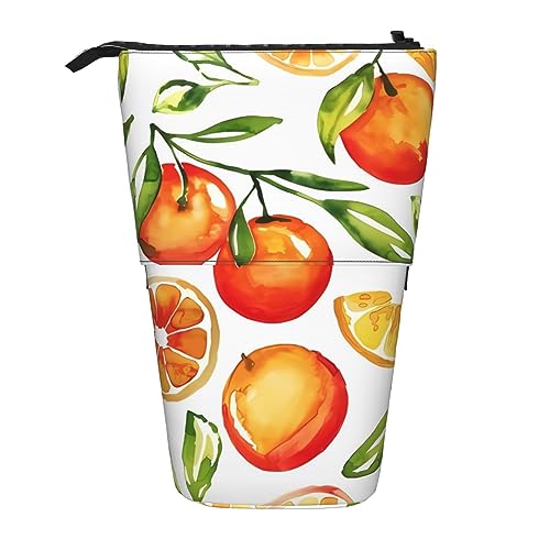 Orange Zitrus Ständer Bleistifthalter Einziehbare Teleskop Bleistift Fall Niedlich Stift Tasche Pop Up Bleistift Tasche Tragbare Multifunktionale Make-up Tasche Schreibwaren Organizer für Schule Büro, von OrcoW