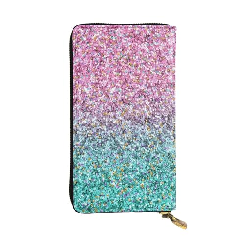 OrcoW 3D Pink Glitter Print Leder Geldbörse Lange Geldbörse Clutch Tasche Münzfach Reise Brieftasche Wasserdicht Kreditkartenetui für Männer Frauen, Schwarz , Einheitsgröße von OrcoW