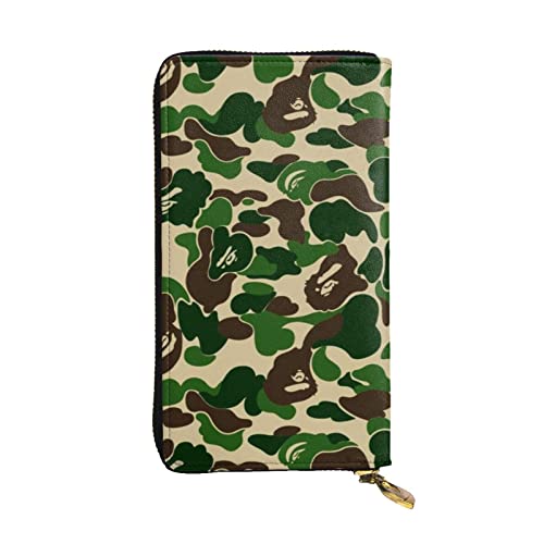 OrcoW Aniaml Geldbörse aus Leder mit Camouflage-Motiv, lange Geldbörse, Clutch, Münzfach, Reisebrieftasche, wasserdicht, Kreditkartenetui für Herren und Damen, Schwarz , Einheitsgröße von OrcoW