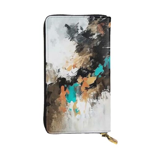 OrcoW Artwork Painting Print Leder Geldbörse Lange Geldbörse Clutch Bag Münzfach Reise Brieftasche Wasserdicht Kreditkartenhalter für Männer Frauen, Schwarz , Einheitsgröße von OrcoW