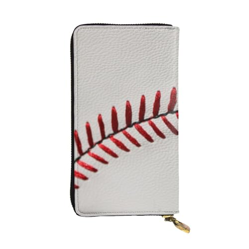 OrcoW Baseball-Spitzen-Nahaufnahme-Druck-Ledergeldbörse lange Geldbörse Clutch-Tasche Münzfach Reisebrieftasche wasserdicht Kreditkartenetui für Männer Frauen, Schwarz , Einheitsgröße von OrcoW