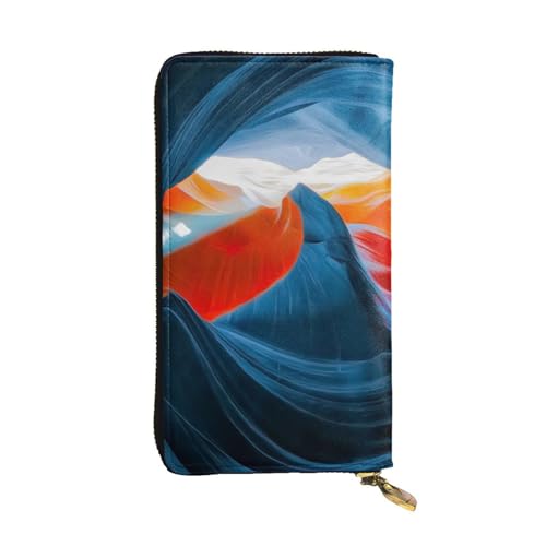 OrcoW Beauty Antelope Canyon Print Leder Geldbörse Lange Geldbörse Clutch Tasche Münzfach Reise Brieftasche Wasserdicht Kreditkartenetui für Männer Frauen, Schwarz , Einheitsgröße von OrcoW