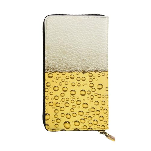 OrcoW Bier Bubble Print Leder Geldbörse Lange Geldbörse Clutch Tasche Münzfach Reise Brieftasche Wasserdicht Kreditkartenhalter für Männer Frauen, Schwarz , Einheitsgröße von OrcoW