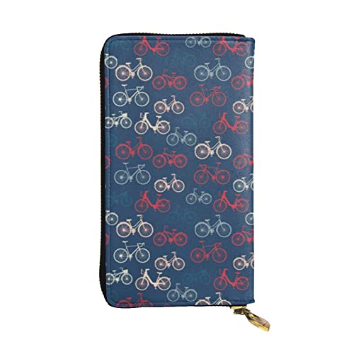 OrcoW Bikes Bicycle Cycling Print Leather Wallet Long Purse Clutch Bag Coin Pocket Travel Wallet Waterproof Credit Card Holder for Men Women, Schwarz , Einheitsgröße von OrcoW