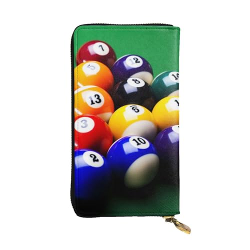 OrcoW Billard Ball Malerei Druck Leder Geldbörse Lange Geldbörse Clutch Tasche Münzfach Reise Brieftasche Wasserdicht Kreditkartenhalter für Männer Frauen, Schwarz , Einheitsgröße von OrcoW