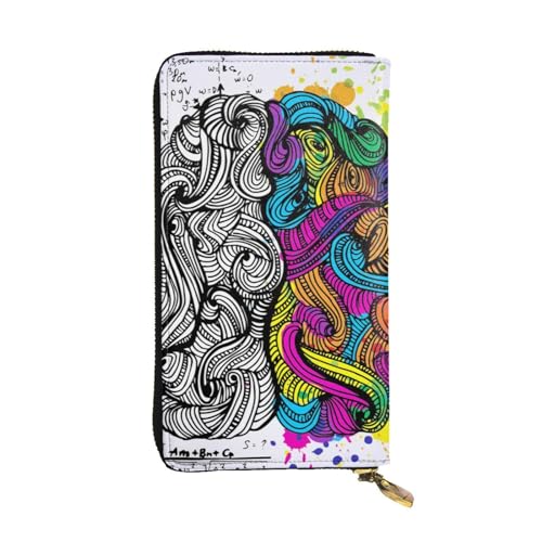 OrcoW Brain Pattern Print Leder Geldbörse Lange Geldbörse Clutch Bag Münzfach Reise Brieftasche Wasserdicht Kreditkartenhalter für Männer Frauen, Schwarz , Einheitsgröße von OrcoW