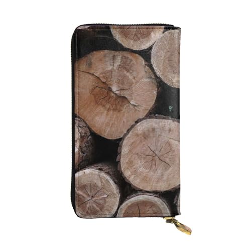 OrcoW Braun und Schwarz Holz Logs Print Leder Geldbörse Lange Geldbörse Clutch Tasche Münzfach Reise Brieftasche Wasserdicht Kreditkartenetui für Männer Frauen, Schwarz , Einheitsgröße von OrcoW